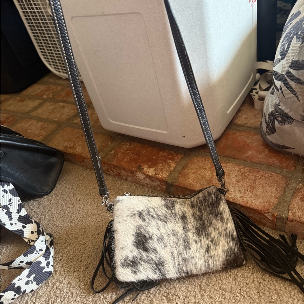Stylish Black and White Fringe Crossbody Bag